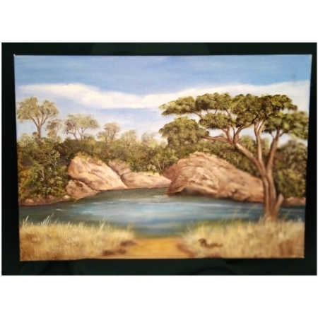 Bushveld-river-trees-mountain-art-painting-400x600-Petro-Erasmus